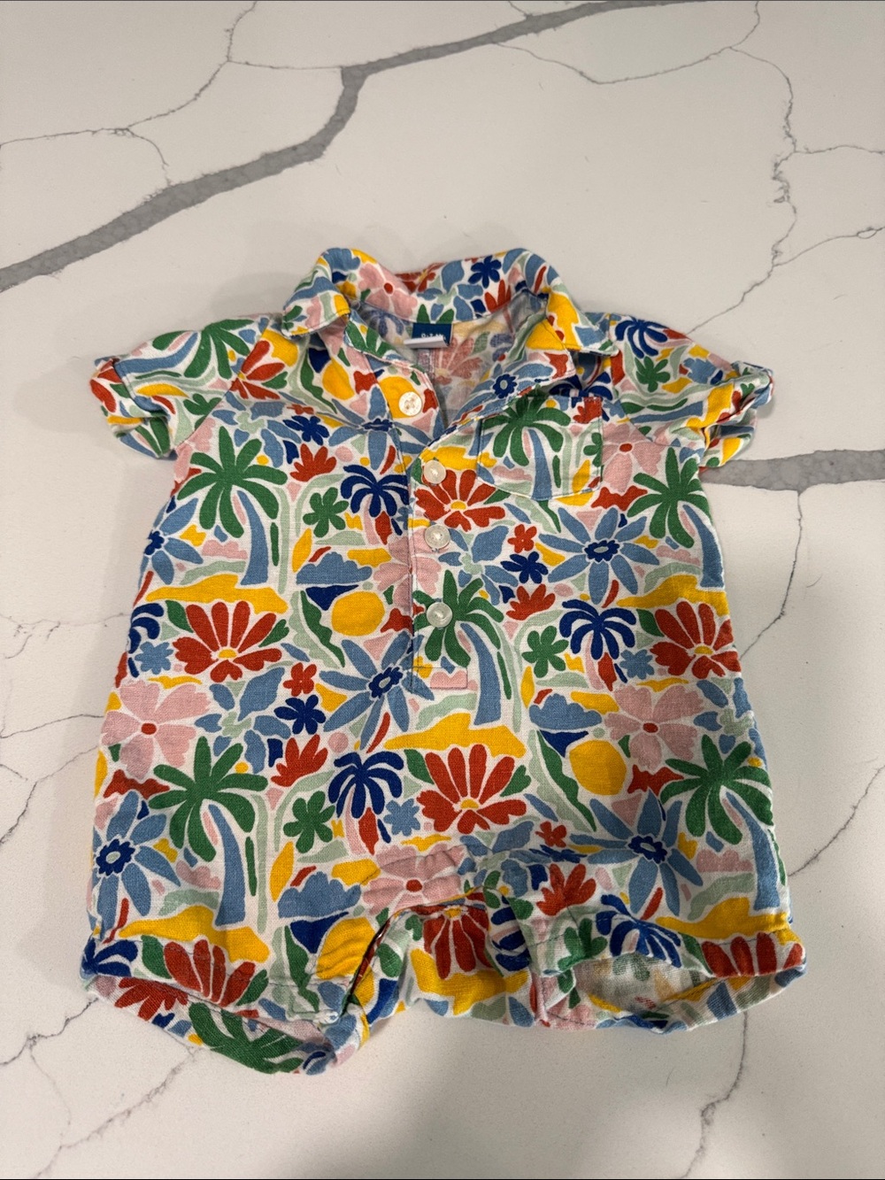 Old Navy Floral Button Romper - Blue, Yellow, Green, Pink, Orange
